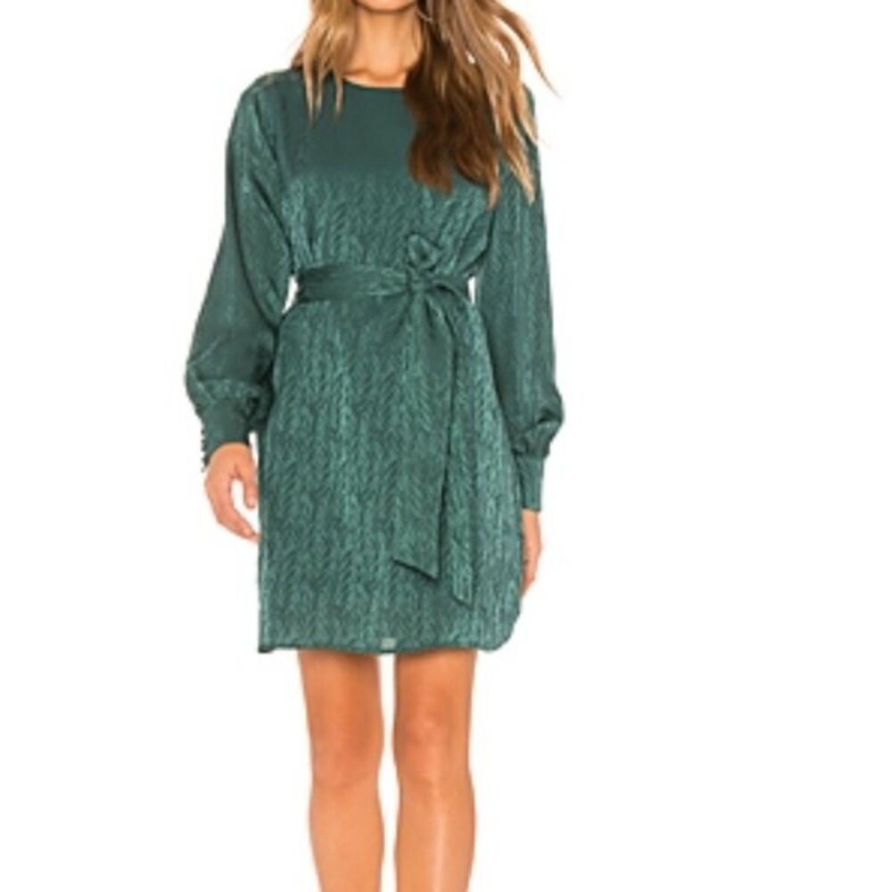 L'Academie REVOLVE Emerald Green Long Sleeve Animal Print Dress Sz S